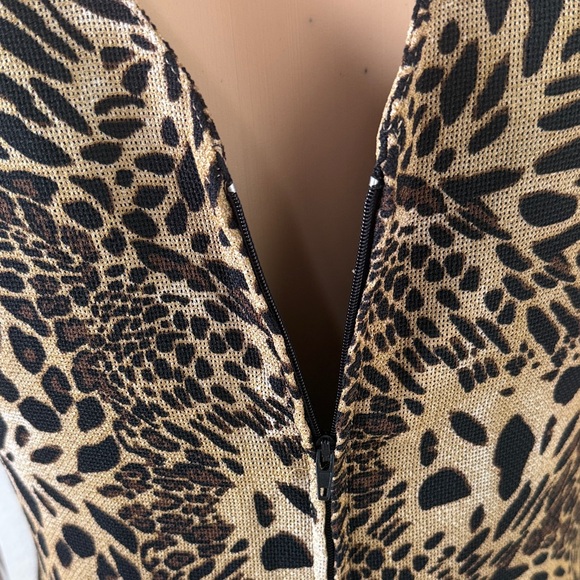 Vintage Sheri Martin Leopard Print asymmetrical Top with Black Skirt Dress - Picture 13 of 13